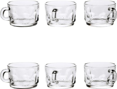 Somil New Designer Tea Cup_04 Glass Coffee Mug(110 ml, Pack of 6)