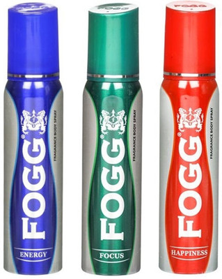 

Fogg ENERGY, FOCUS & HAPPINESS Perfume Body Spray - For Men & Women(360 ml, Pack of 3)