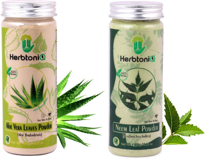 HerbtoniQ 100% Natural Aloevera Leaves Powder (Aloe Barbadensis) And Neem Leaf Powder (Azadirachta Indica) For Face Pack And Hair Pack(300 g) Flipkart