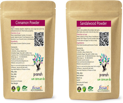 

PRAMSH Premium Quality Red Sandalwood 100gm & Cinnamon (Daalchini) 300gm Powder Combo(400 g)