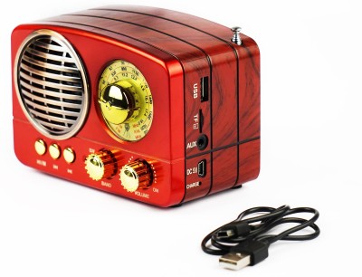 Noizzy Box Retro XS Vintage Retro Classic Portable Bluetooth Speaker With Led Light And Display, Fm Radio, Support Micro Tf Sd Card, Usb Input, Aux Line-in (Wine Red) 10 W Bluetooth  Speaker(Wine Red, at flipkart