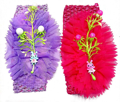 

Proplady Combo Floral Cutwork Baby (2 piece set) Head Band(Purple, Pink)