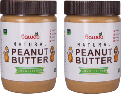 

bawaa Natural Creamy Peanut Butter (Unsweetened, Gluten Free and Vegan) (Pack of 2) 1 kg(Pack of 2)