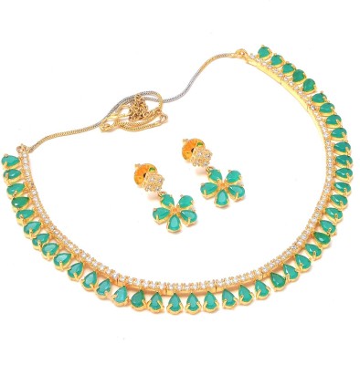 Jewar Mandi Alloy Gold-plated Green Jewellery Set(Pack of 1)