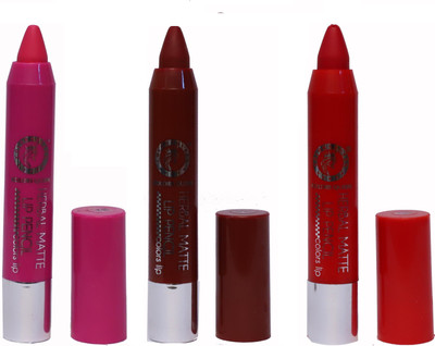 

COLORS QUEEN Long Lasting & Waterproof Herbal Colors Matte Lip Pencil(Sharbati pink, Indian maroon, indian red)