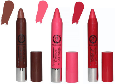 

COLORS QUEEN Long Lasting & Waterproof Herbal Colors Matte Lip Pencil(Coffee, Pink, Peach)