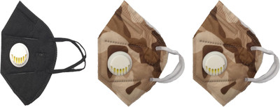 

Vritraz N95 PM 2.5 Anti-Pollution Activated Carbon Face Mask with Breathing Valve (Black,Brown,Brown,Pack of 3) Mask
