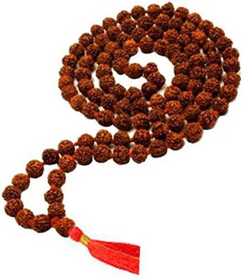Haridwar astro Five Face Rudraksha Mala (108+1) Beads Wood Chain Alloy Chain