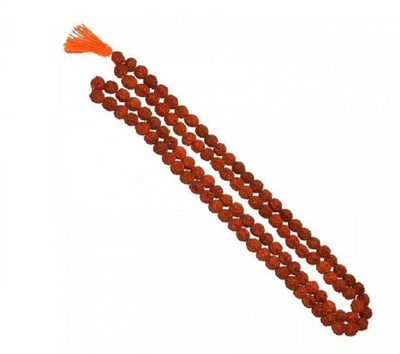 Haridwar astro Five Face Rudraksha Mala (108+1) Beads Wood Chain Alloy Necklace