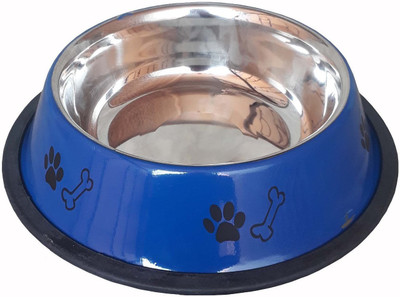 

W9 High Quality Stainless Steel Non Slippery Food Bowl-500 ml- Small Round Stainless Steel Pet Bowl(500 ml Blue)