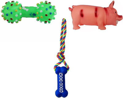

W9 Combo Of 3 Imported Non-Toxic High Quality Toy For Puppy Rubber Squeaky Toy For Dog