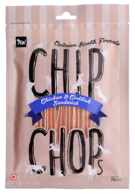 

Chip Chops Chicken & Codfish Sandwich Pack of 2 Chicken, Cod Dog Treat(140 g, Pack of 2)