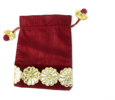 

LINE 'N' CURVES line n curves New Rakhi Gift Collection Decorative Velvet Flower Potli For Gifting, Storage, Wedding Gift Pack, Dry Fruit Packing Potli(Maroon)