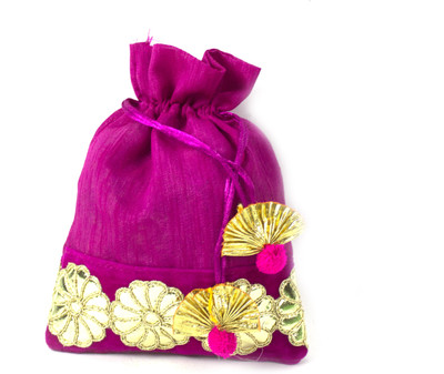 

LINE 'N' CURVES line n curves New Rakhi Gift Collection Decorative Velvet Flower Potli For Gifting, Storage, Wedding Gift Pack, Dry Fruit Packing Potli(Pink)