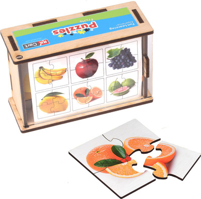 

RK Cart Kids Wood Fruits Theme Jigsaw Puzzles Toddler Toys, 15x10.5x6cm (Multicolour) - Set of 4 (1 Pieces)