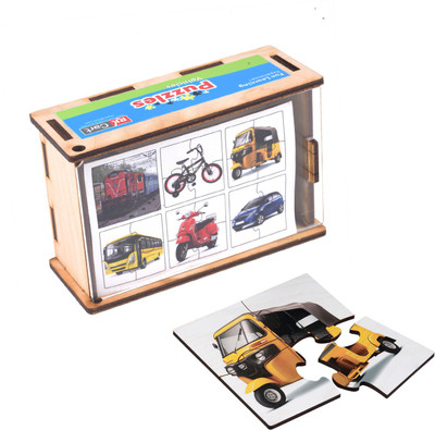 

RK Cart Wooden Vehicle (24 Pieces) Jigsaw Puzzzle for Toddlers(Multicolour)- Pack of 6 (1 Pieces)