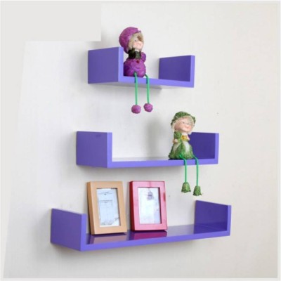 ONLINECRAFTS wooden wall shelf Wooden Wall Shelf(Number of Shelves - 3, Blue)