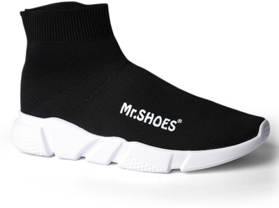 

Mr.SHOES METALLIC KNIT HIGH-TOP SOCK High Tops For Men(Black