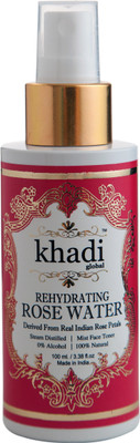

Khadi Global Rehydrating Rose Water Derived From Real Indian Rose Petals MIST Toner 100ml | 100% Pure & Steam Distilled, Contains 0% Alcohol(100 ml)