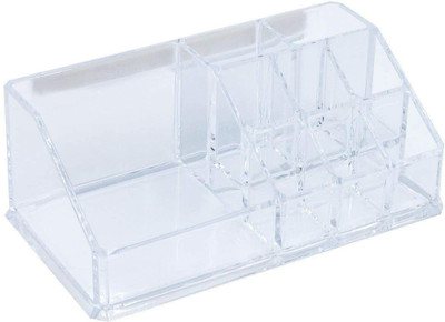 

House of Quirk Cosmetic Make Up Clear Acrylic Lipstick Nail Paint Organizer with 9 Sections Jewellery Organizer, Lipstick Organizer Vanity Box(Clear)