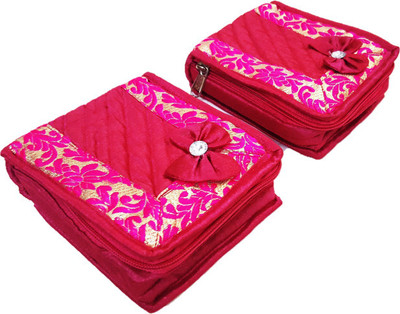 

FORE TREND Jewellery Kit / Wedding Collection Gift of 2 Pcs Set -Heavy Quilted Material, Multi purpose-Pink Vanity Box(Pink)