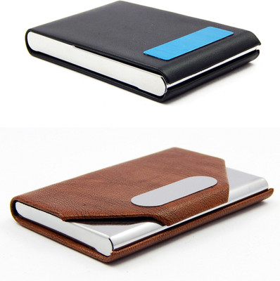 

ELS Men Casual Black, Brown Artificial Leather Card Holder(8 Card Slots)