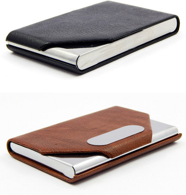 

ELS Men Casual Black, Brown Artificial Leather Card Holder(8 Card Slots)