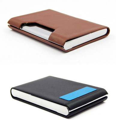 

ELS Men Casual Brown, Black Artificial Leather Card Holder(8 Card Slots), Black;brown