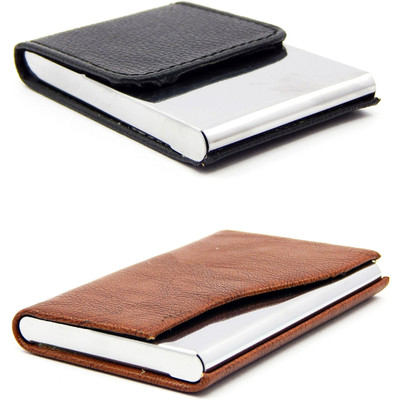 

ELS Men Casual Black, Tan Artificial Leather Card Holder(8 Card Slots), Black;brown