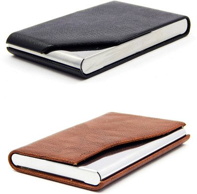 

ELS Men Casual Black, Tan Artificial Leather Card Holder(8 Card Slots), Black;brown
