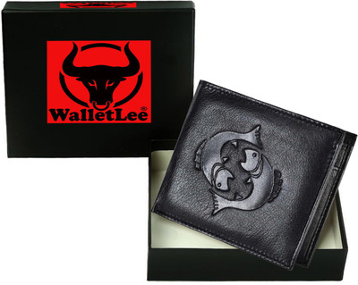 WalletLee Men Casual Black Genuine Leather Wallet(1 Card Slot)