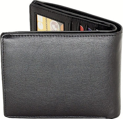 

Eyeslanguage Men Formal Black Genuine Leather Wallet(9 Card Slots)