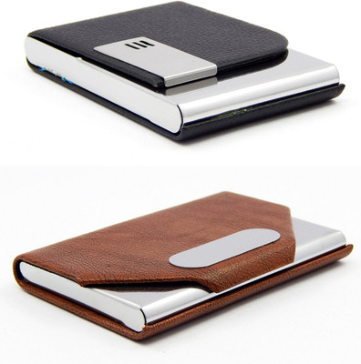 

ELS Men Casual Black, Brown Artificial Leather Card Holder(8 Card Slots)