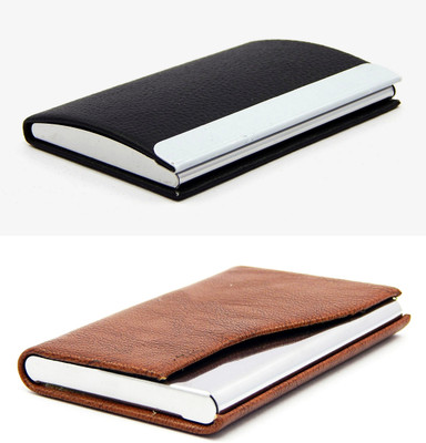 

ELS Men Casual Black, Brown Artificial Leather Card Holder(8 Card Slots)