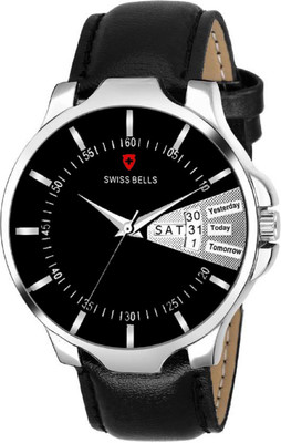 

Svviss Bells 1054SB Original Black Dial Black Leather Strap Day and Date Multifunction Chronograph Wrist Watch for Men - SB-1054 Watch - For Men