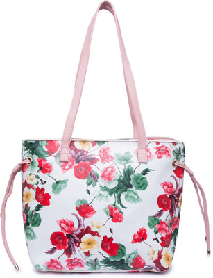 

Globus Floral Print Tote Bag Multipurpose Bag(White, 16 inch)