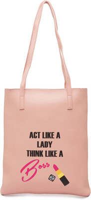

Globus Typography Print Tote Bag Shoulder Bag(Pink, 12 inch)