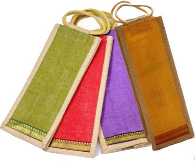 

SHEEN Jute bag for bottle combo of 4 Multipurpose Bag(Multicolor, 2 L)