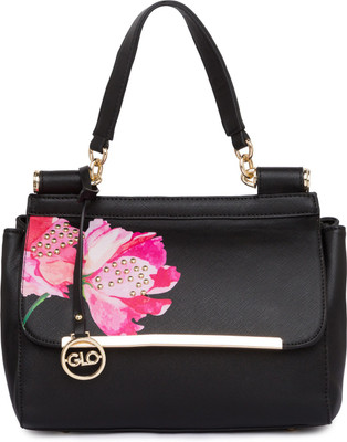 

Globus Floral Print Embellished Handbag Multipurpose Bag(Black, 11 inch)