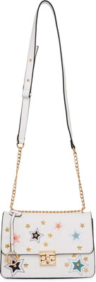 

Globus Star Motif Embellished Sling Bag Sling Bag(White, 10 inch)