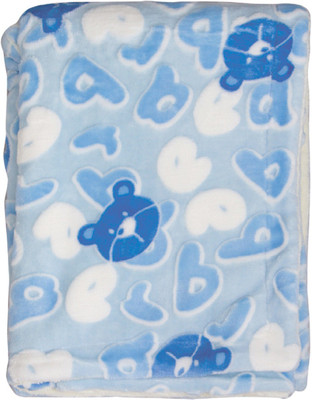 

MeeMee Text Print  Crib Baby Blanket(Cotton, Light Blue