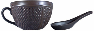 

caffeine Single Handled with Spoon in Brown Bubble (1 pc) Ceramic Bowl(Brown, Pack of 1)