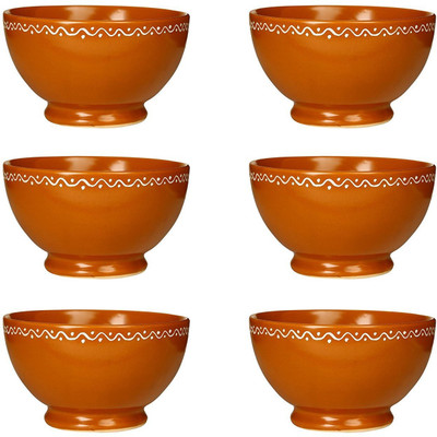 

caffeine Nut Serving Bowl in Brown Terracotta (Set of 6) Ceramic Bowl Set(Brown, Pack of 6)