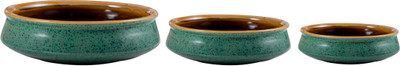 

Caffeine Serving Bowl Set Ceramic/Stoneware in Green Studio (1 Large, 1 Medium & 1 Small Bowl) (Set of 3) Handmade by Caffeine Stoneware Bowl Set(Green, Brown, Pack of 3)