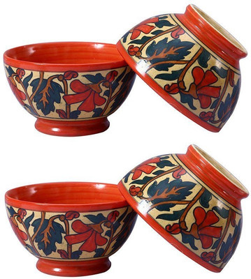 

caffeine Nut Bowl Ceramic/Stoneware in Orange Kohbar Handmade by Caffeine-Set of 4 Ceramic Bowl Set(Orange, Pack of 4)
