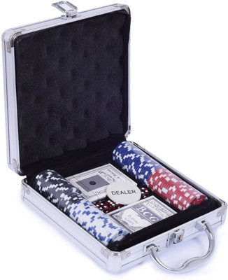 

Arrowmax All in one Ultimate Poker Set with 100 Counters and Chips, Dice 5 Pcs with Attractive Aluminium Box Case(Multicolor)