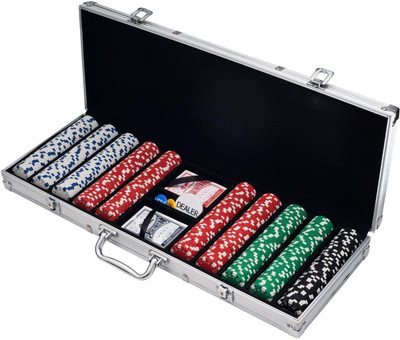 

Arrowmax All In One Poker Game Set- 500 printed chips with Indian Denominations , 2 Playing cards decks, 5 dice with Attractive aluminium box case.(Multicolor)
