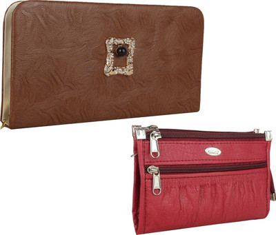 

Fillincart Casual, Formal, Party Maroon, Brown Clutch, Brown;maroon