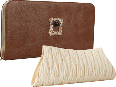 

Fillincart Casual, Formal, Party Brown, White Clutch