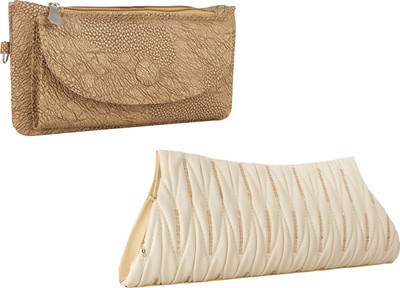 Element Cart Casual, Formal, Party Beige, White Clutch